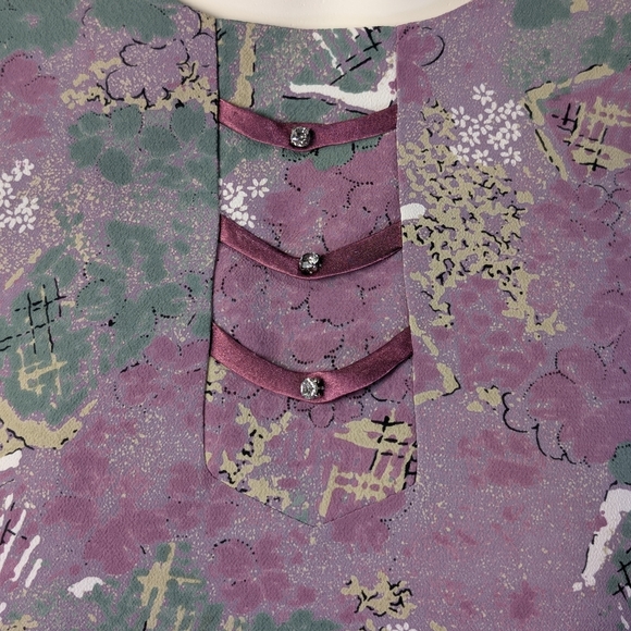 Vintage 90s Abstract Pastel Print Sheath Dress with Button Detail, Size Medium - Picture 7 of 8